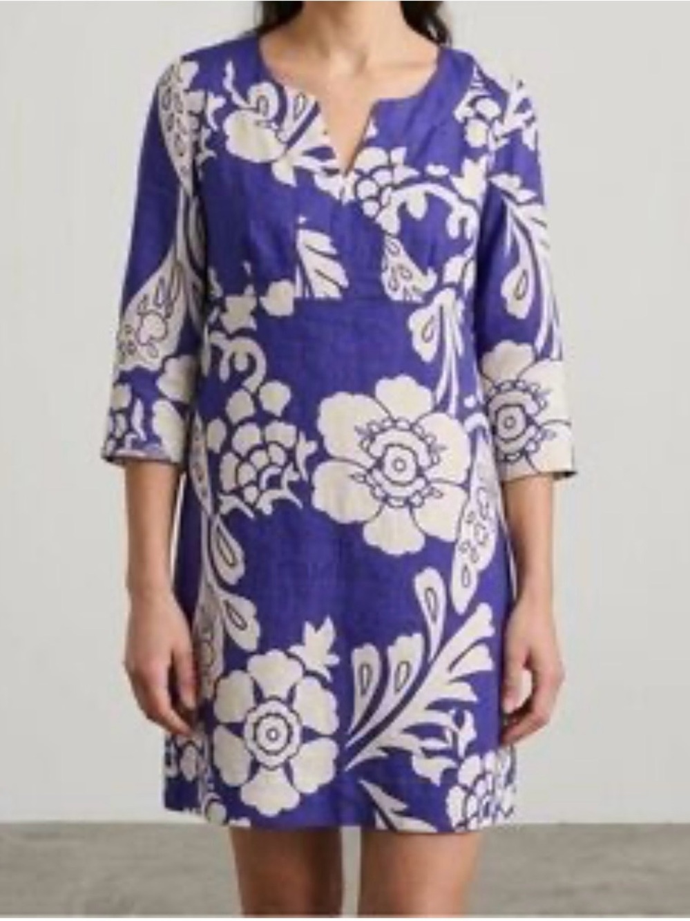 Boden Women Purple and Cream Floral Shift Mini Dress Size 10P